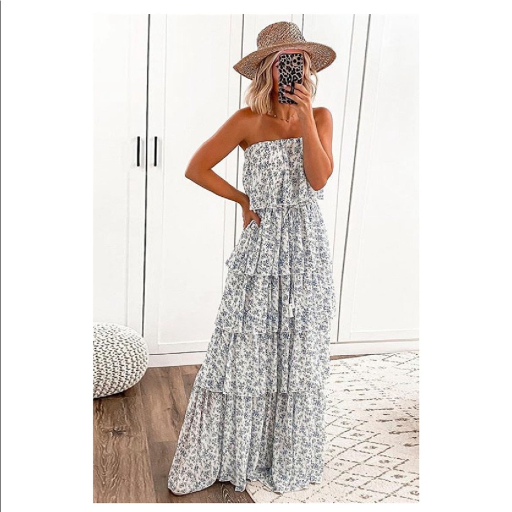 Tiered Strapless Maxi Dress